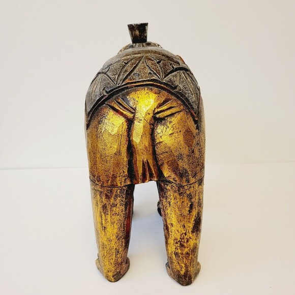 Wooden Handmade Hand Carving And Painting Elephant - Picture 6 of 12